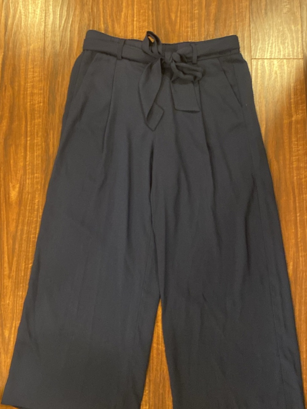 Halogen Navy Tie-Waist Wide-Leg Pants